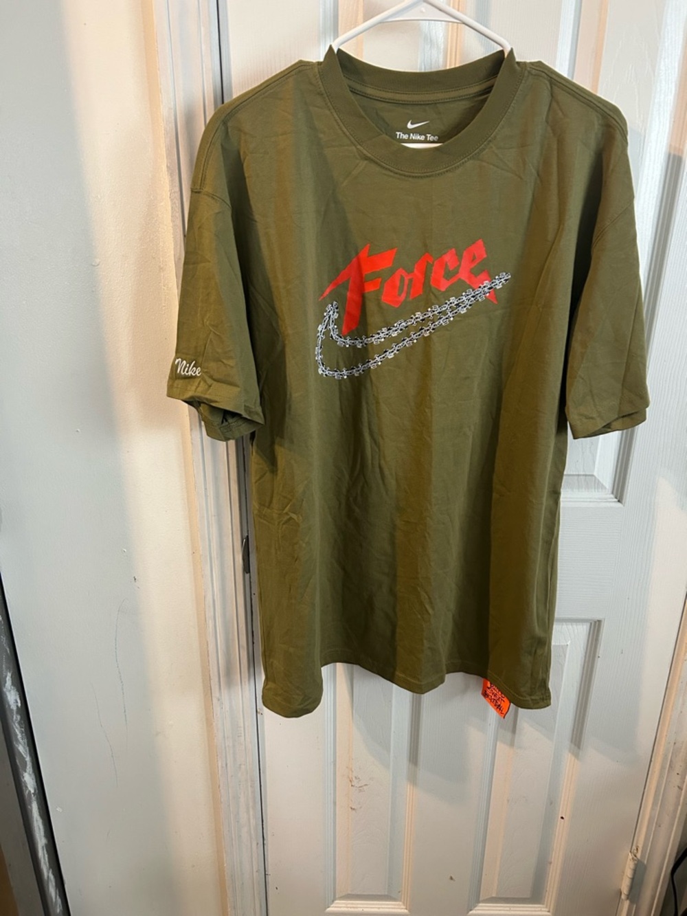 Nike Olive Green 'Force' Tee with Red Graphic